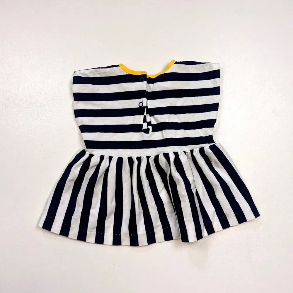 Vintage English Toffee Top Baby Girls Sz 12m Navy Duck 3D Cute Peplum Everyday